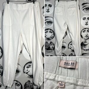 Per Se Ivory Linen & Viscose Pull On Jogger Pants, Sz L